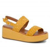 Sandale cu platforma de dama din piele naturala DiAmanti Desiree galbene